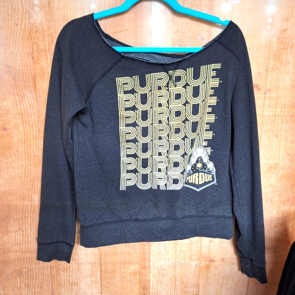 Pro Edge Gray Off-the-Shoulder Sweater PURDUE